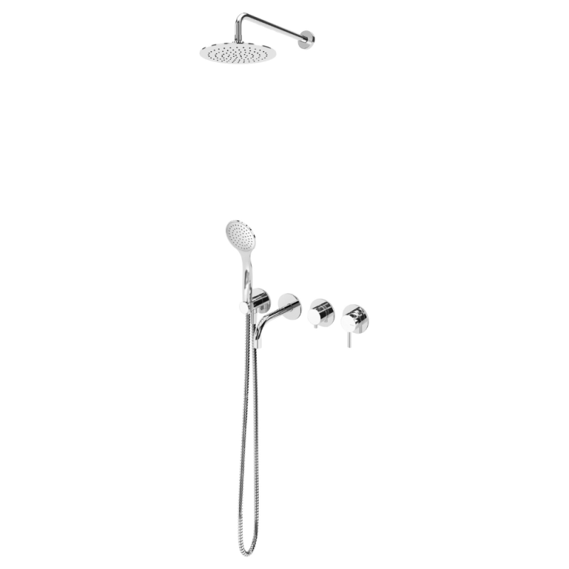 Système de baignoire BRUMA encastré LUSITANO, bec courbé, douche murale et main (107 312 1CR)