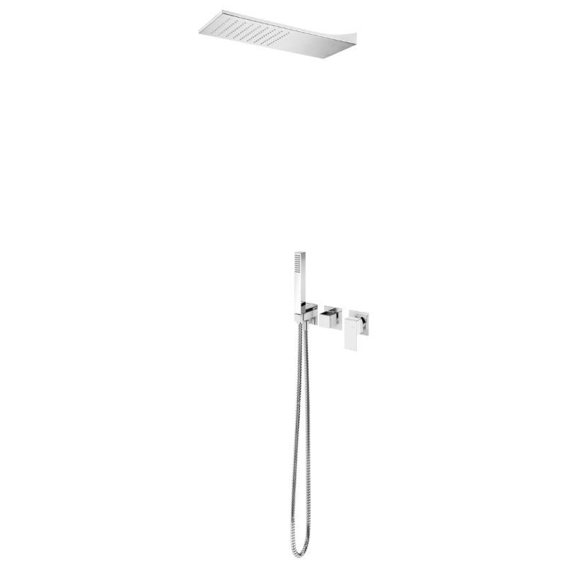 Sistema embutido de duche com chuveiro fixo Line (Chuva) e chuveiro mão Bruma Linea - 182 411 1CR