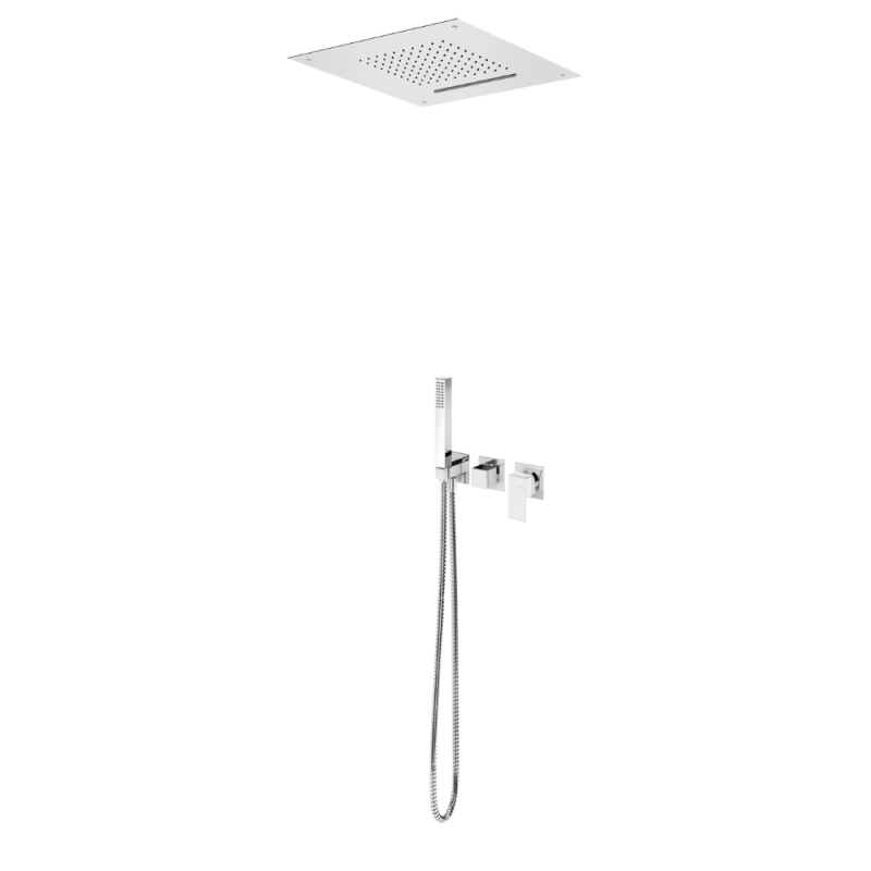 Sistema embutido de duche com chuveiro de tecto (Chuva/Cascata) e chuveiro mão Bruma Linea - 182 426 1CR