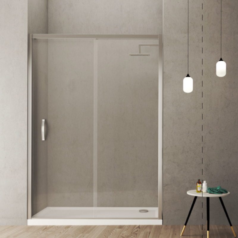 Resguardo Frontal de ducha LECI B 110 Cromado (vidrio transparente)