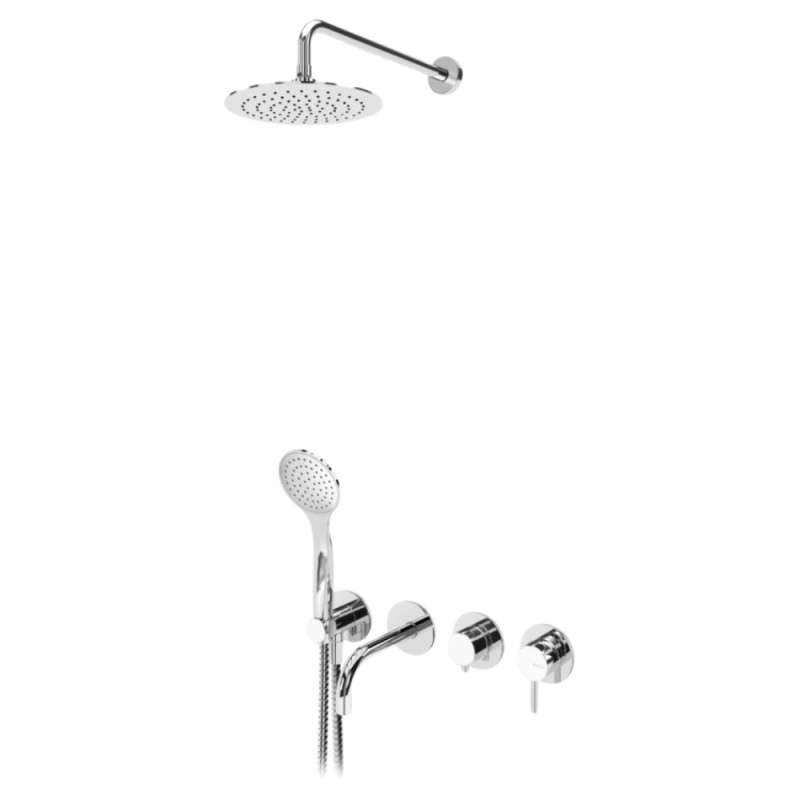 Sistema de banheira BRUMA empotrado LUSITANO, grifo curvo, ducha de pared y mano (107 312 1CR)