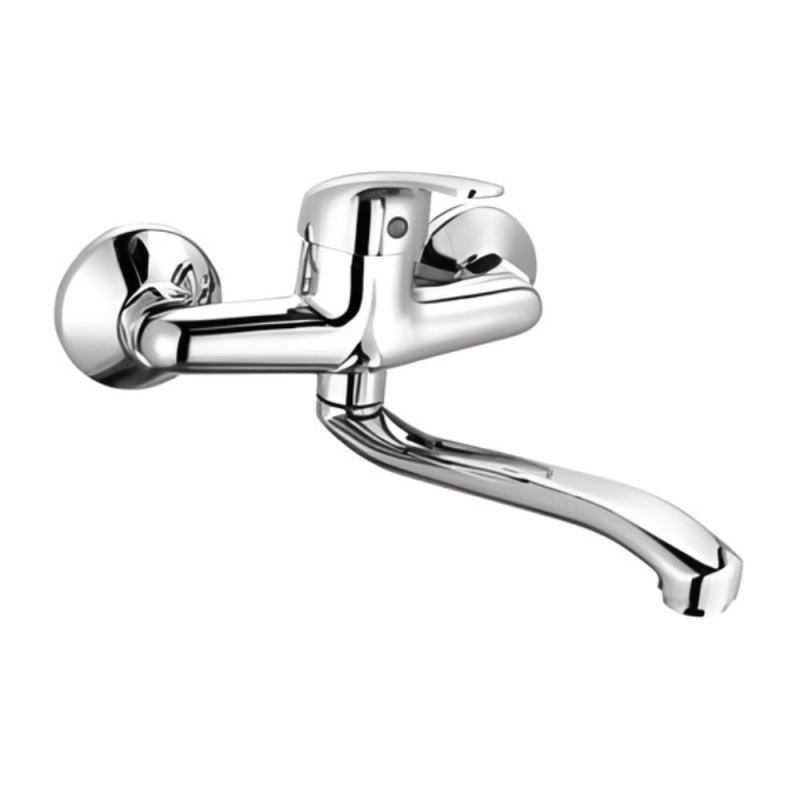 Monocommande évier ZEUS mur bec inférieur chromé