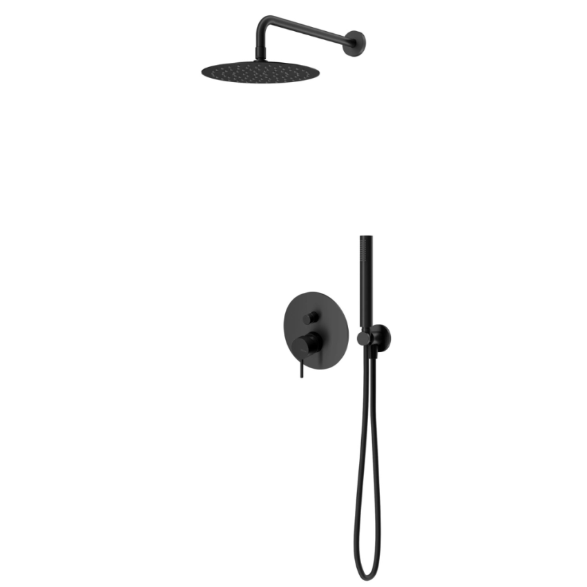 Sistema embutido de duche com chuveiro de parede Ø230 mm em ABS, kit de chuveiro mão Elo e Manípulo 2 Bruma Leaf - 167 720 2NS
