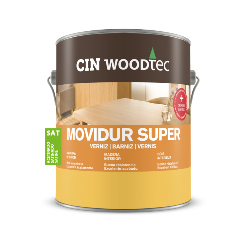 Verniz Aquoso CIN Woodtec Movidur Super Acetinado 0.75L - Incolor