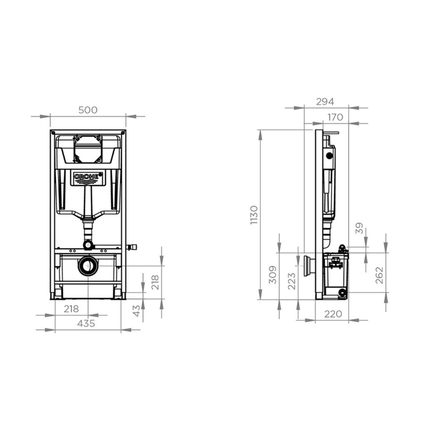Estrutura com Autoclismo Grohe e Triturador SFA Saniwall Pro Up - WALLPROUPSTDAC