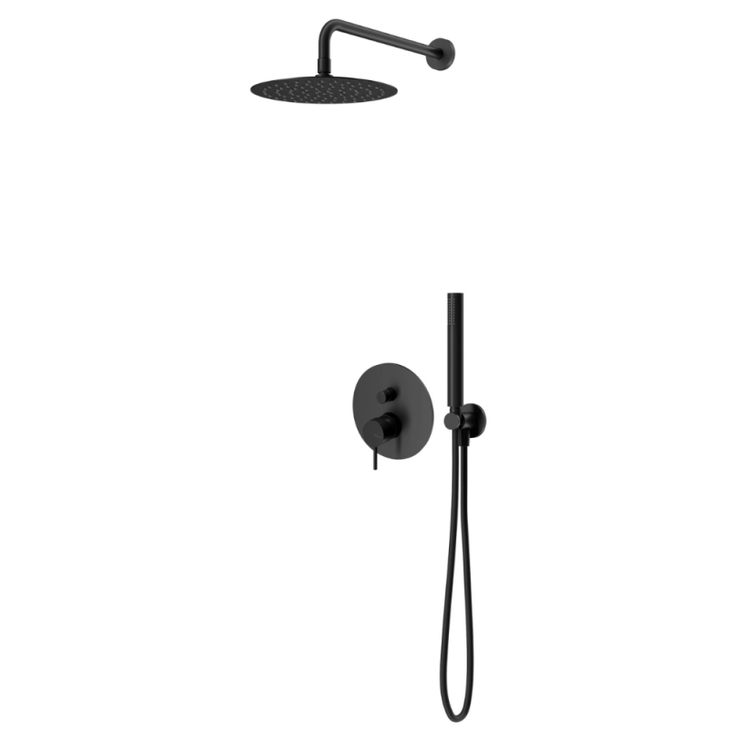 Sistema embutido de duche com chuveiro de parede Ø230 mm em ABS, kit de chuveiro mão Elo e Manípulo 2 Bruma Leaf - 167 720 2NS