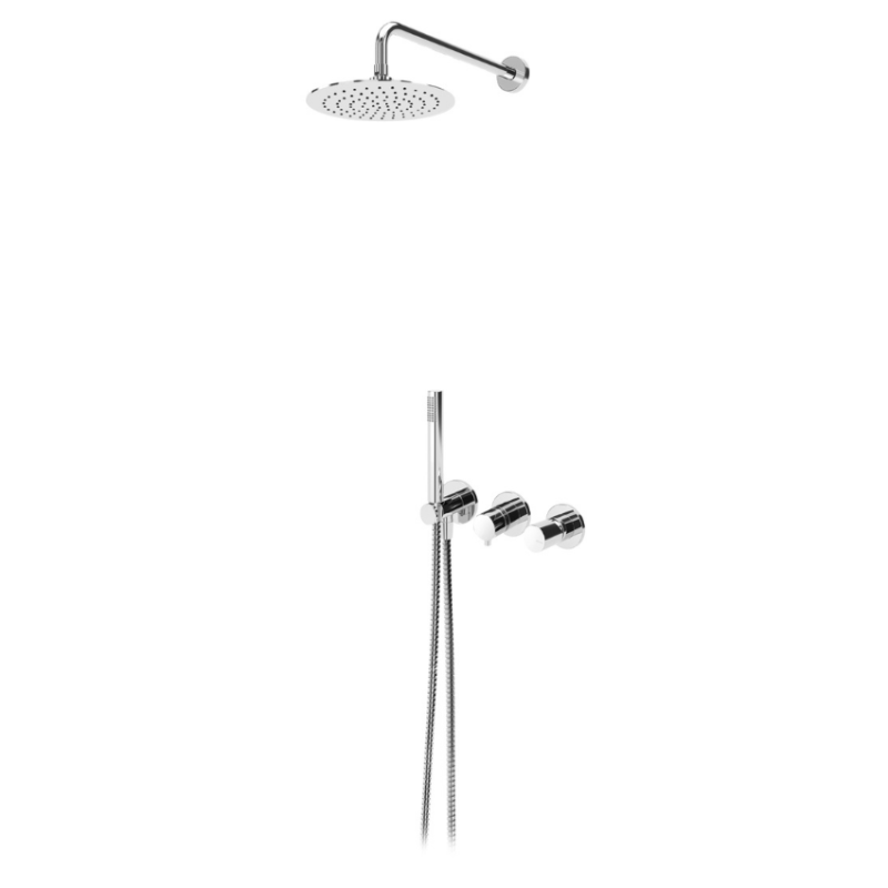 Sistema embutido de duche com chuveiro de parede Ø230 mm em ABS e kit de chuveiro mão Elo Bruma Adagio - 193 570 1CR