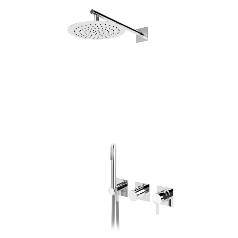 Sistema embutido de duche com chuveiro de parede Ø250 mm e kit de chuveiro mão – Bruma Breeze 168 763 2CR