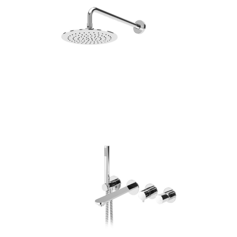 Sistema embutido de banheira, com chuveiro de parede Ø250 mm, chuveiro mão Elo e bica de banheira Bruma Adagio - 193 312 1CR