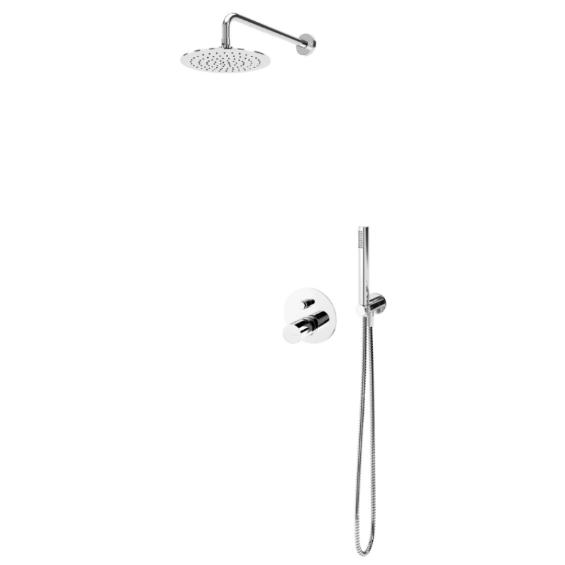 Sistema embutido de duche com chuveiro de parede Ø230 mm em ABS e kit de chuveiro mão Elo Bruma Adagio - 193 780 1CR