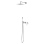 Sistema embutido de duche com chuveiro de parede 200×200 mm em ABS e kit de chuveiro mão Quadra Bruma Linea - 182 571 2CR