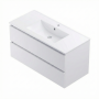 Móvel de Casa de Banho Suspenso Clove Branco – 2 Gavetas com Lavatório Cerâmico