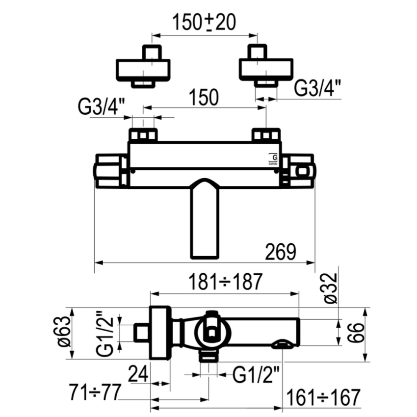 Misturadora termostática de banheira GALINDO PYSA