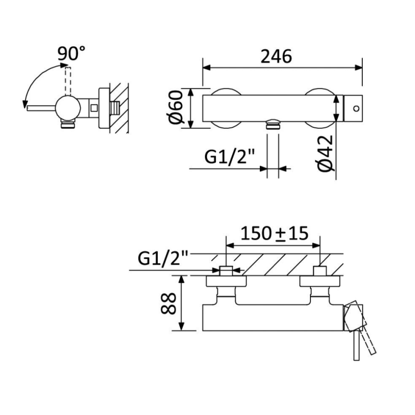 Bruma Lusitano Shower Mixer (107 310 0CR)