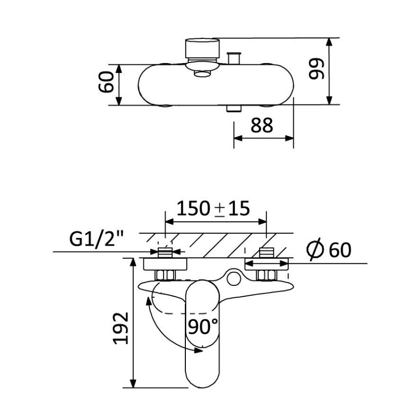 Monocomando de banheira Bruma Spring - 112 030 0CR
