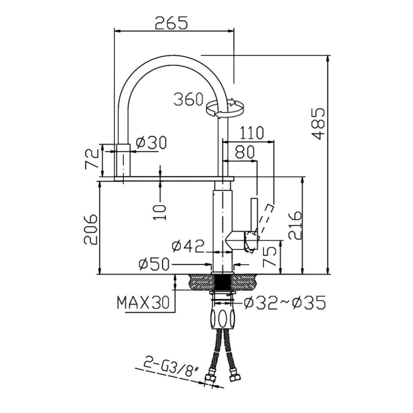 Monocommande évier BRUMA MENTHA (122 002 7CR)