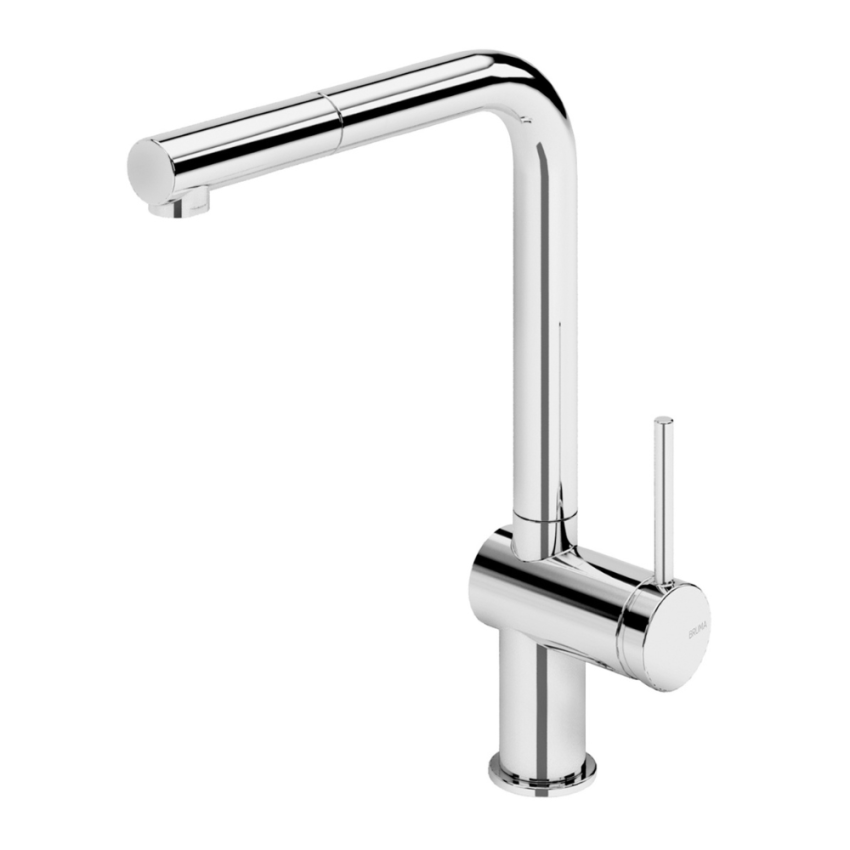 Monocomando de lava loiça, bica giratória, chuveiro extraível Bruma Ginger - 122 700 3CR