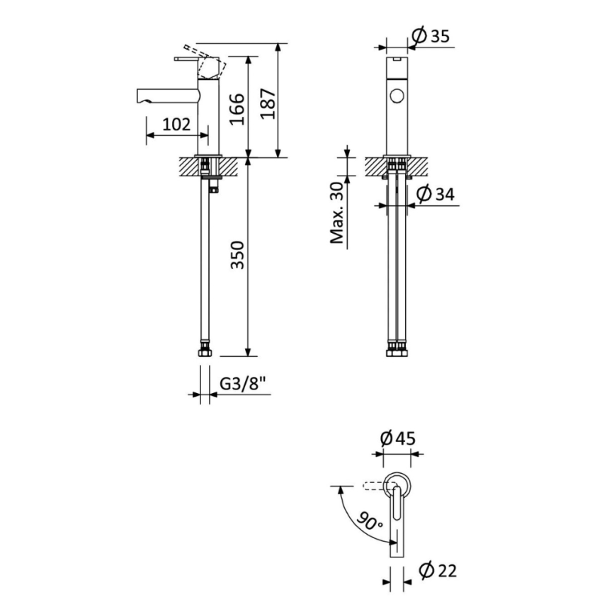 Monocomando de lavatório BRUMA LEAF - 167 000 7CR