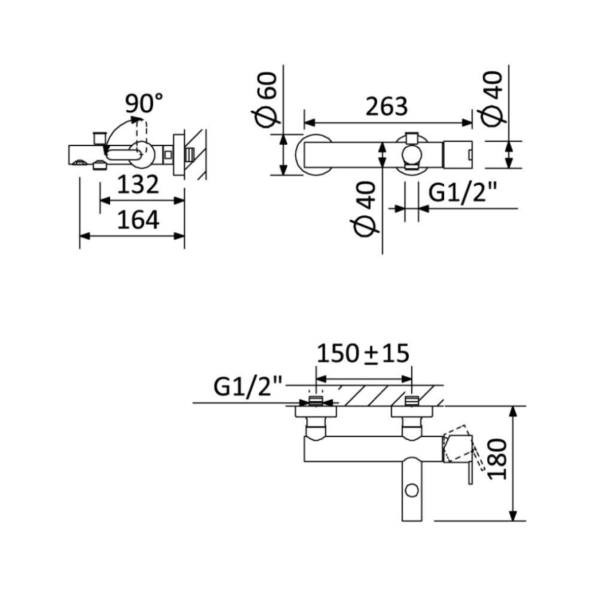 Monocomando BRUMA bañera LEAF (167 030 2NS)