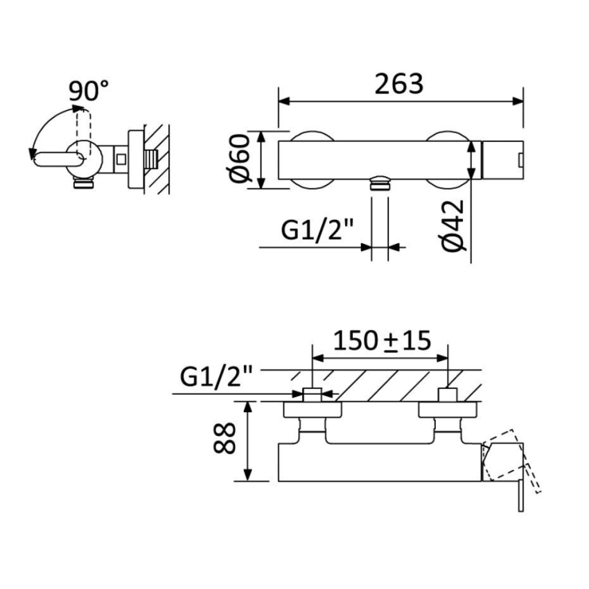 Monocomando de duche BRUMA LEAF - 167 310 0CR