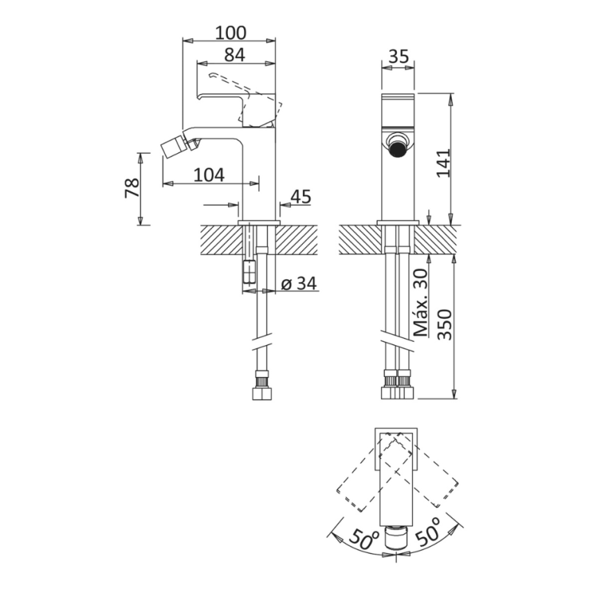 Monocomando de bidé BRUMA LINEA - 182 020 1CR