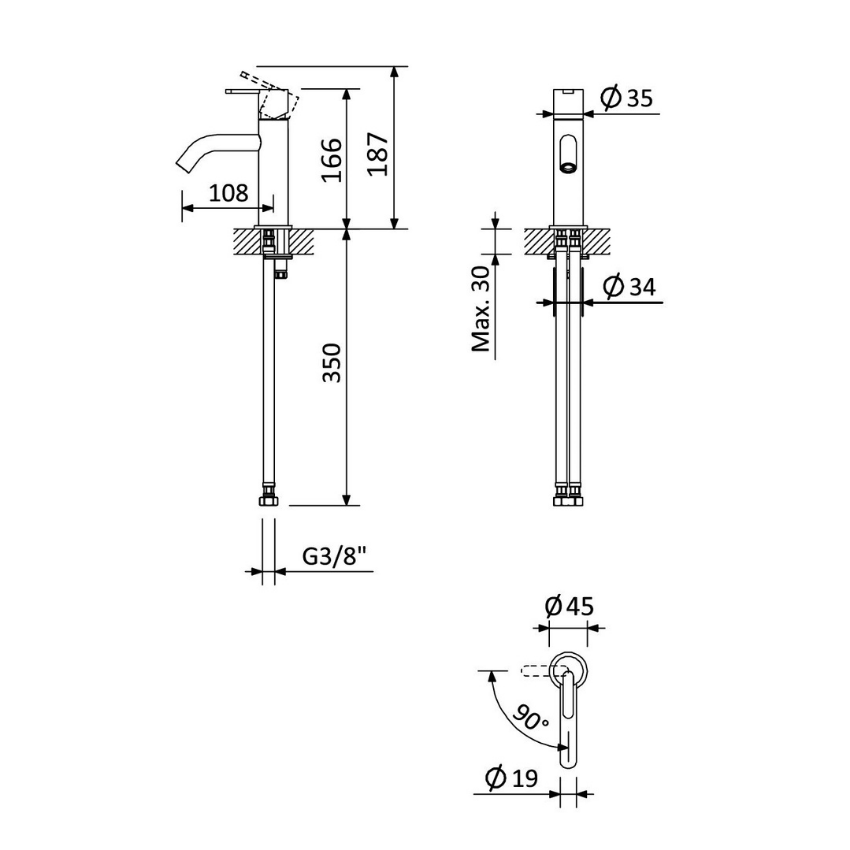 Monocomando de lavatório Bruma X-Alpha - 186 000 0IS