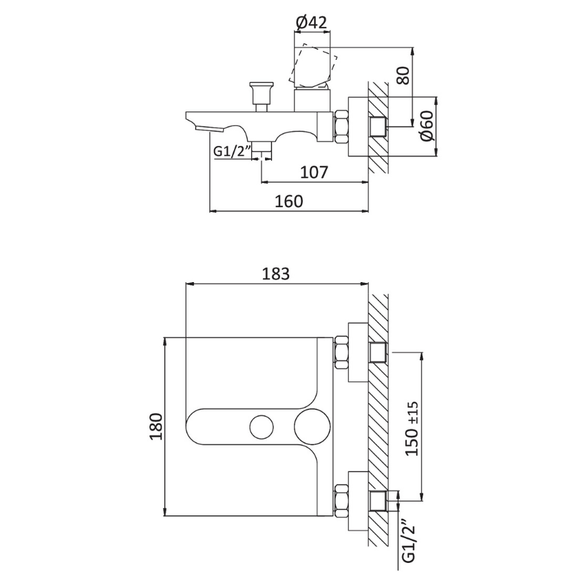 Monocomando de banheira Bruma Adagio - 193 030 1CR