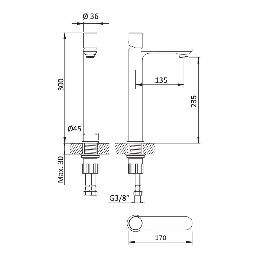 Monocomando de lavatório para lavatórios altos Bruma Adagio - 193 210 1CR