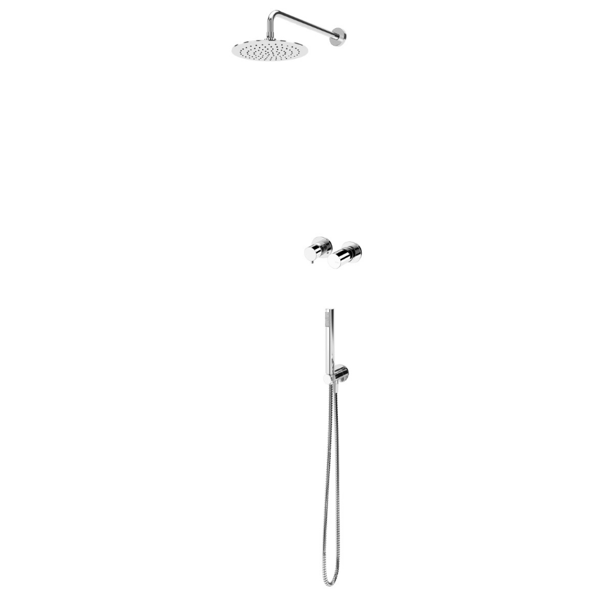 Sistema embutido de duche horizontal, com chuveiro de parede Ø230 mm em ABS e kit de chuveiro mão separado Elo Bruma Adagio - 193 750 1CR