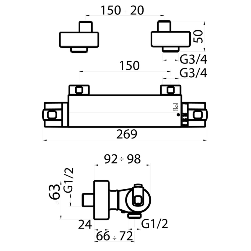 Misturadora termostática de duche GALINDO PYSA