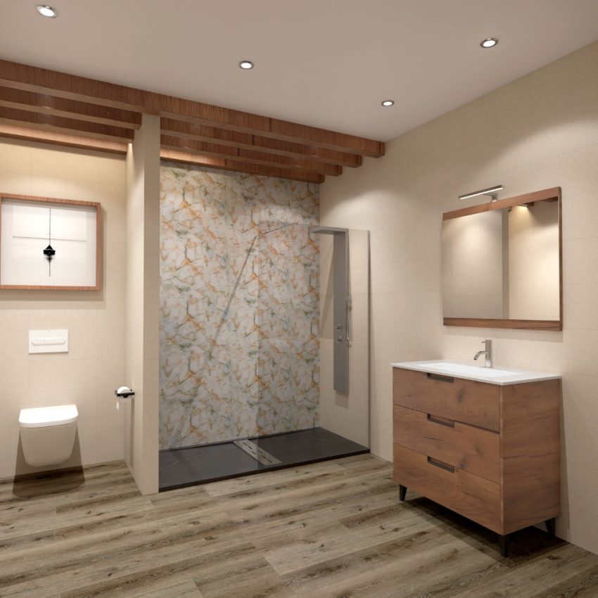 Móvel com lavatório AVEIRO 100 Tobacco (Móvel+ Lavatório + Espelho + Foco)