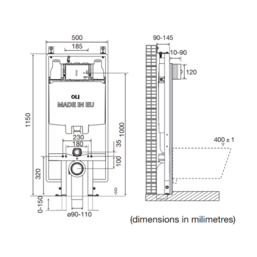 Toilet Structure OLI74 PLUS EURO S90 SANITARBLOCK