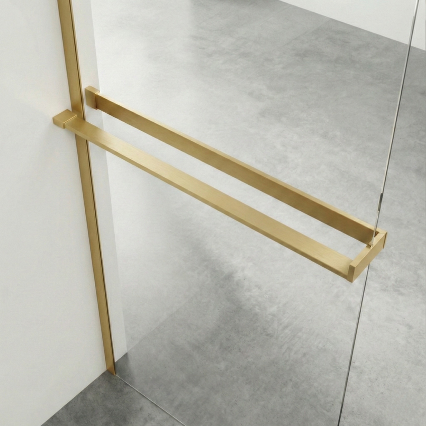 Painel de Duche EQ+ Milão Fixo Ouro Mate com suporte em L + Toalheiro