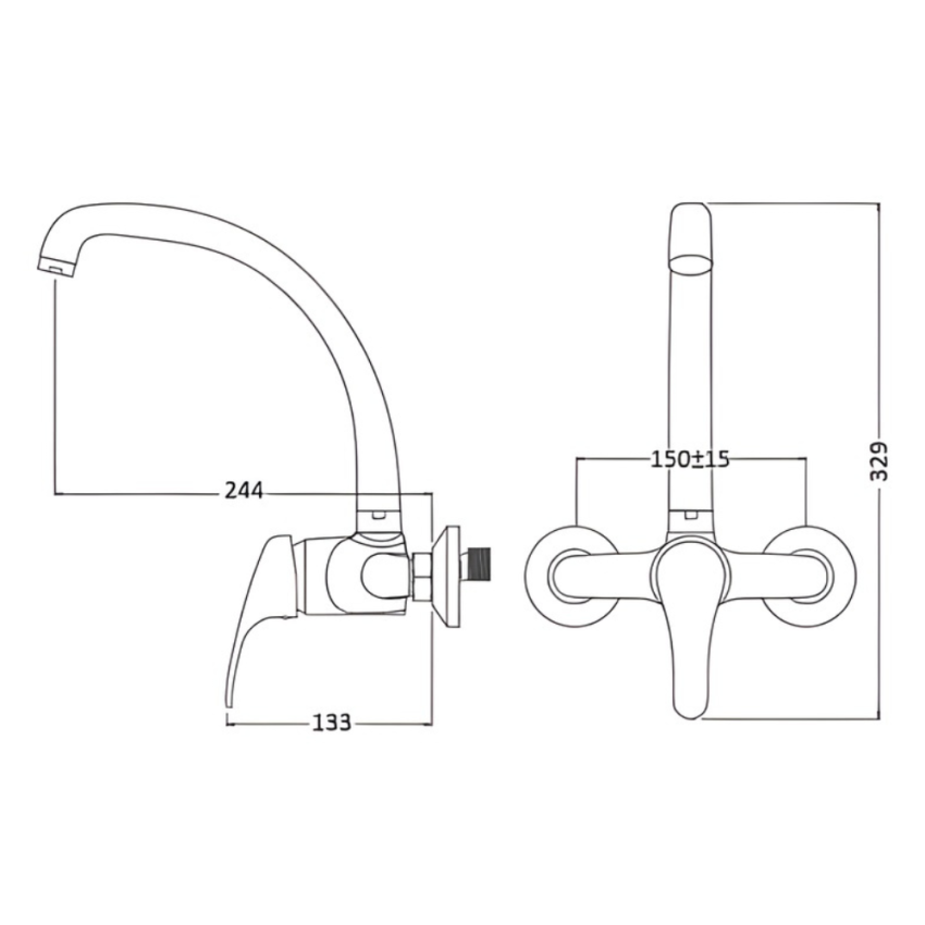 Monocomando de Cozinha ZEUS Bica Superior (Parede)