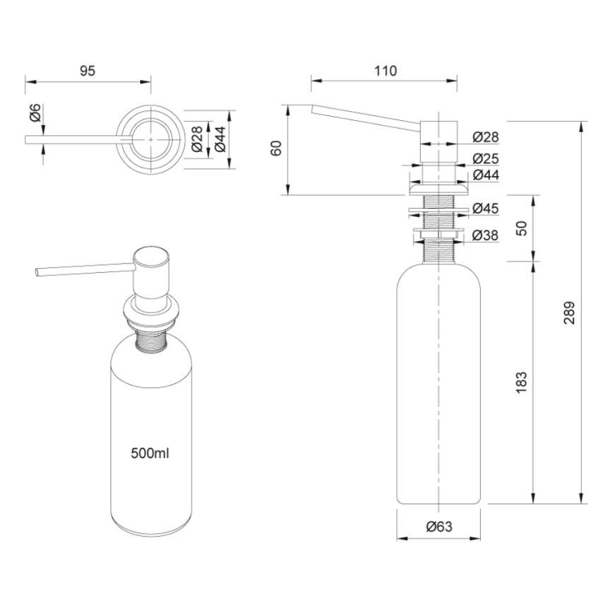 Doseador de Detergente Redondo 500 ml - 03297