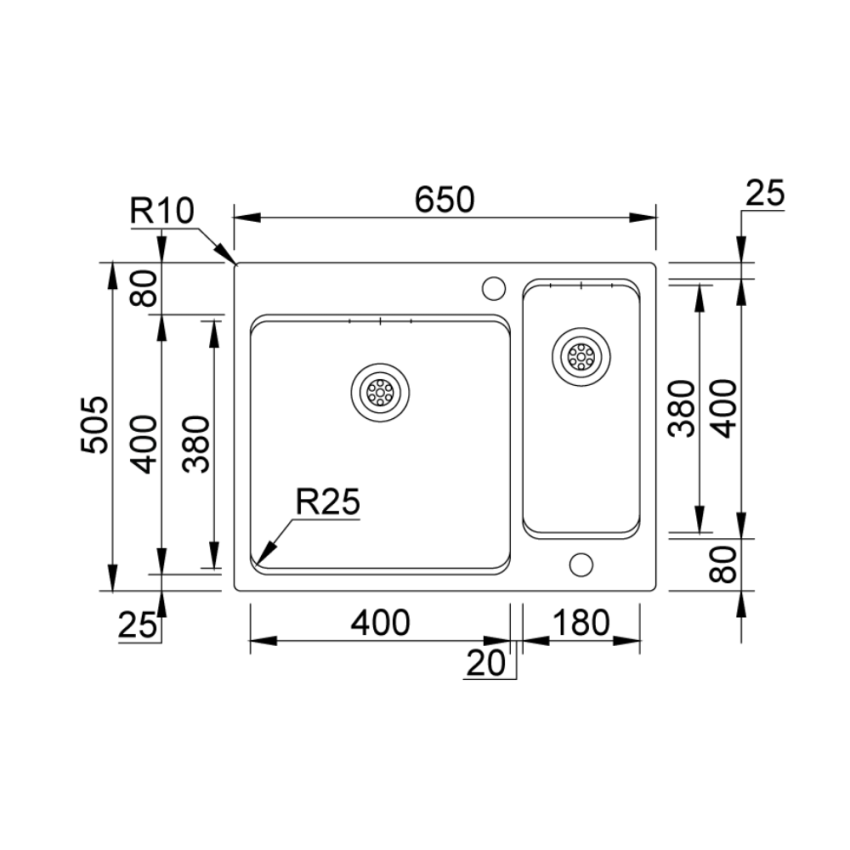 Lava-louça RODI Una Reverse 65 Polido IT 