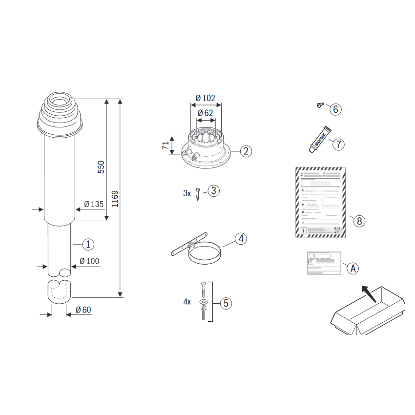 Kit Saída Vertical para Caldeira de Condensação 60/100 BOSCH