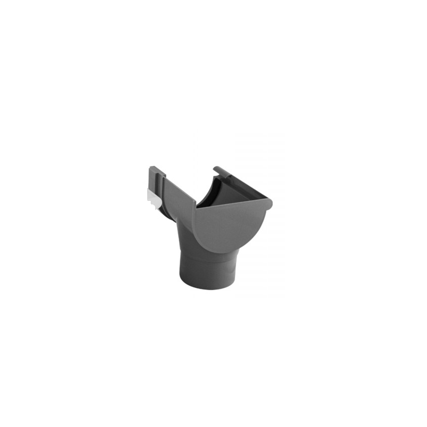 Top with Left Drain PVC Circular Gutter D33 Gray RAL 7037