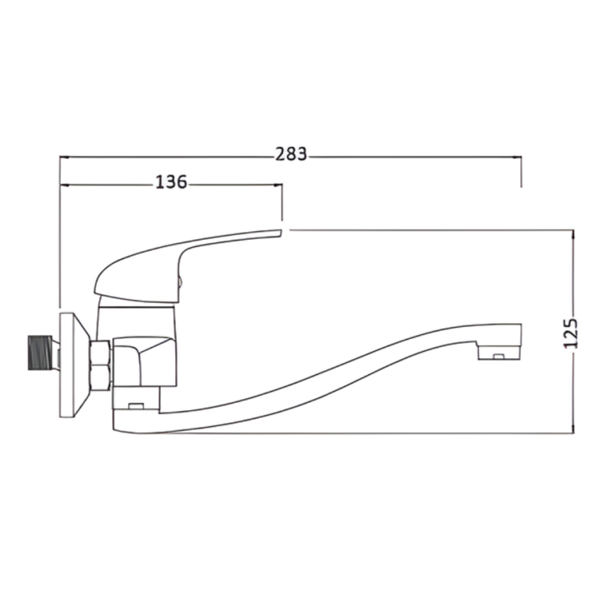 Monocommande évier ZEUS mur bec inférieur chromé