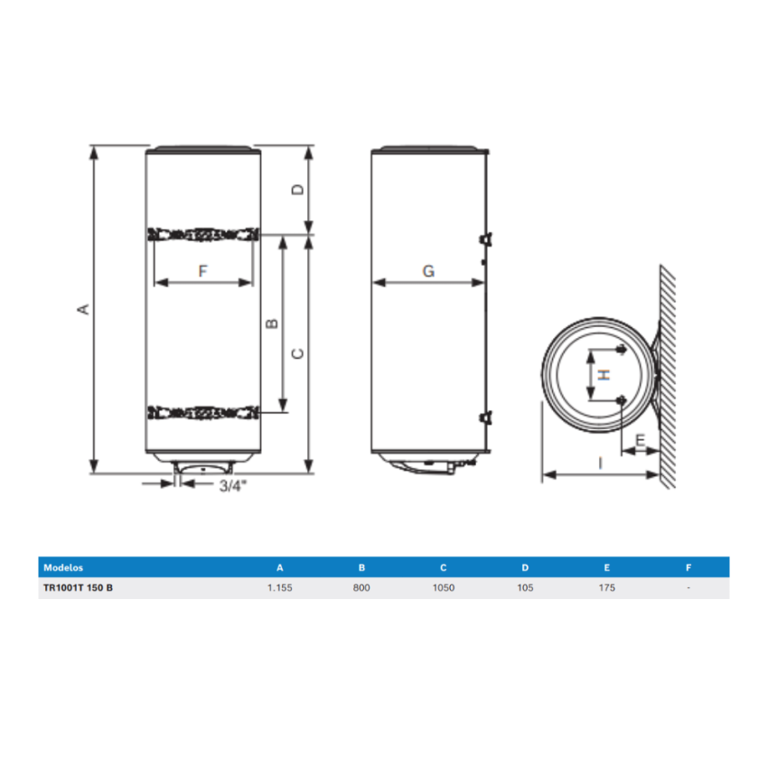 Termoacumulador 150L BOSCH Tronic 1001