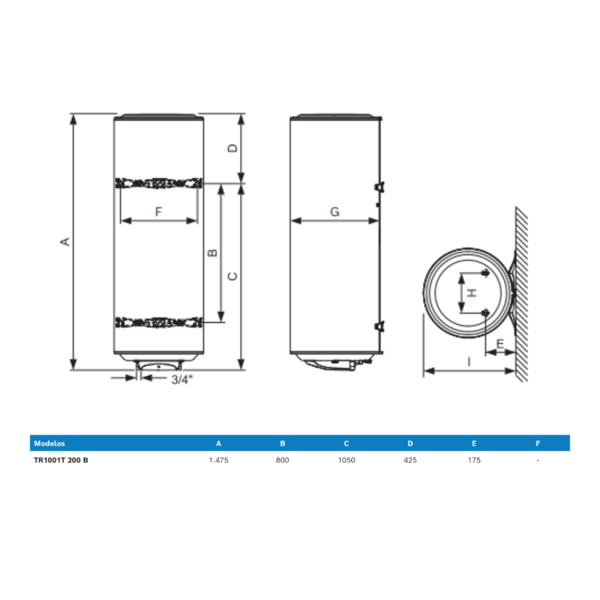 Termoacumulador 200L BOSCH Tronic 1001
