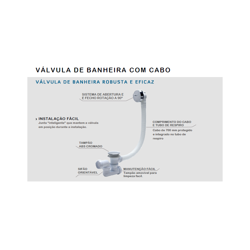 Automatic Bathtub Valve WIRQUIN with cable (SP5802PT)