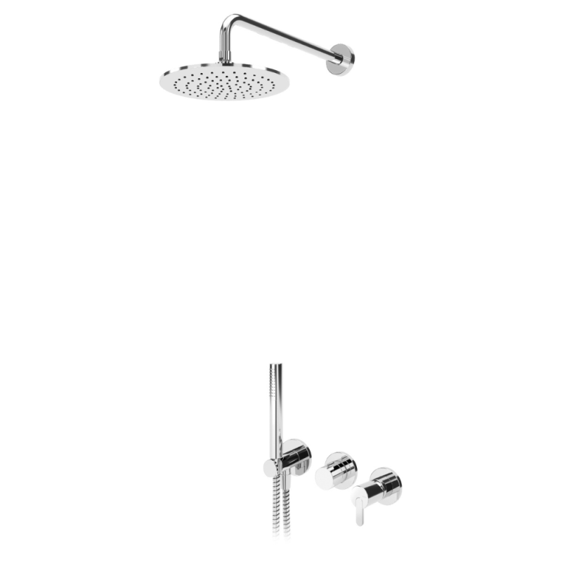 Sistema embutido de duche com chuveiro de parede Ø230 mm em ABS e kit de chuveiro mão Elo Bruma Leaf - 167 361 3CR