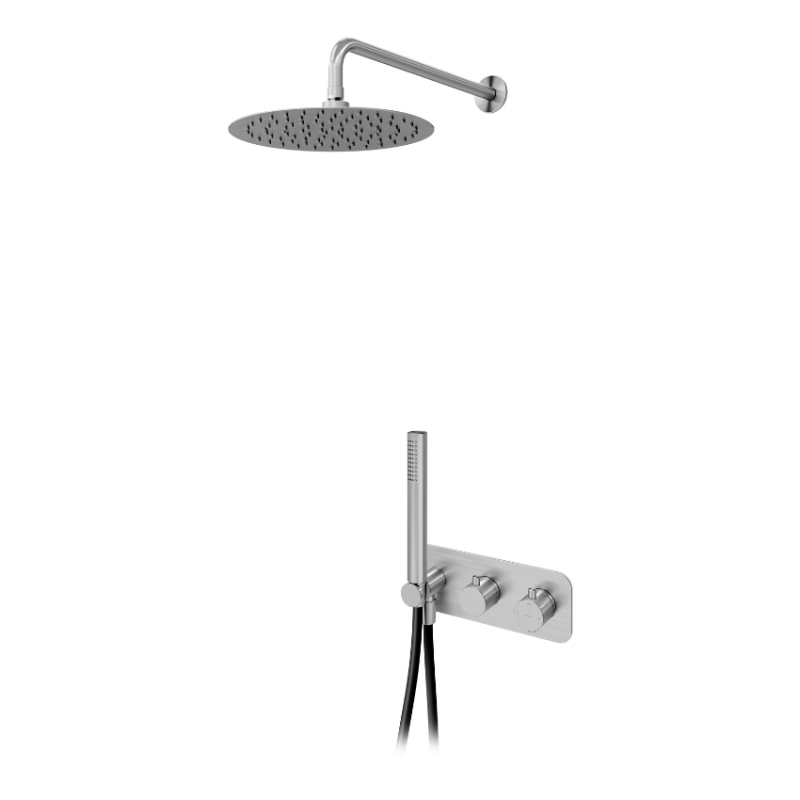 Sistema termostático embutido de duche com chuveiro de parede Ø250 mm e kit de chuveiro mão Bruma X-Alpha - 186 591 1IS