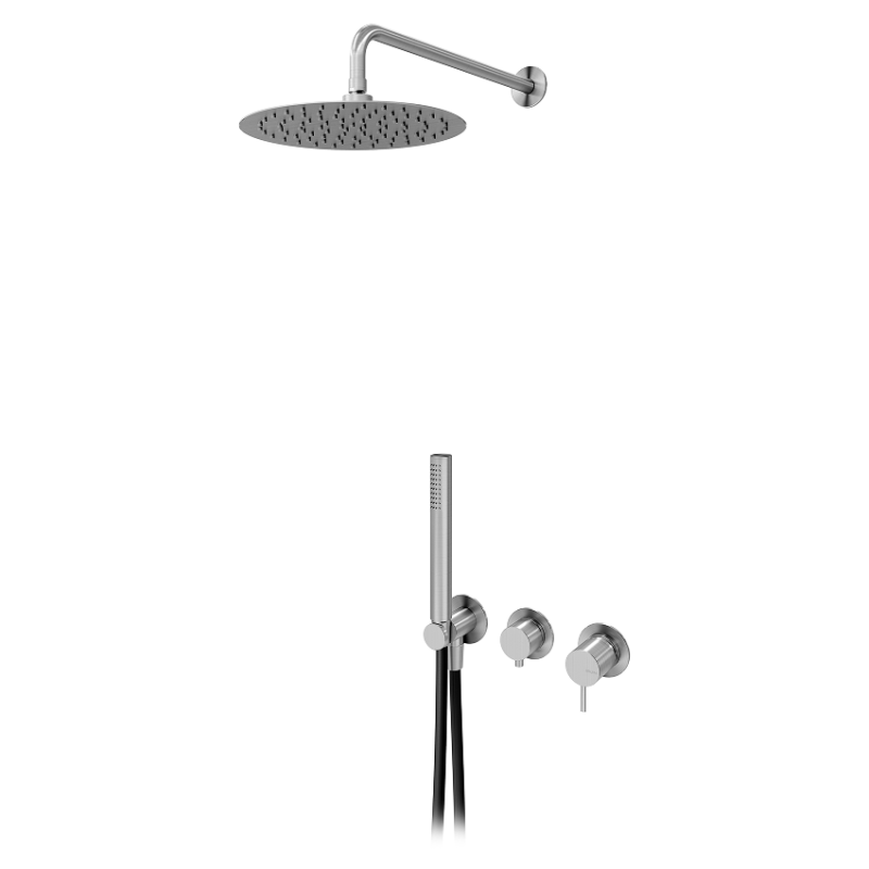 Sistema embutido de duche com chuveiro de parede Ø250 mm e kit de chuveiro mão com manípulo 2 Bruma X-Alpha - 186 782 2IS