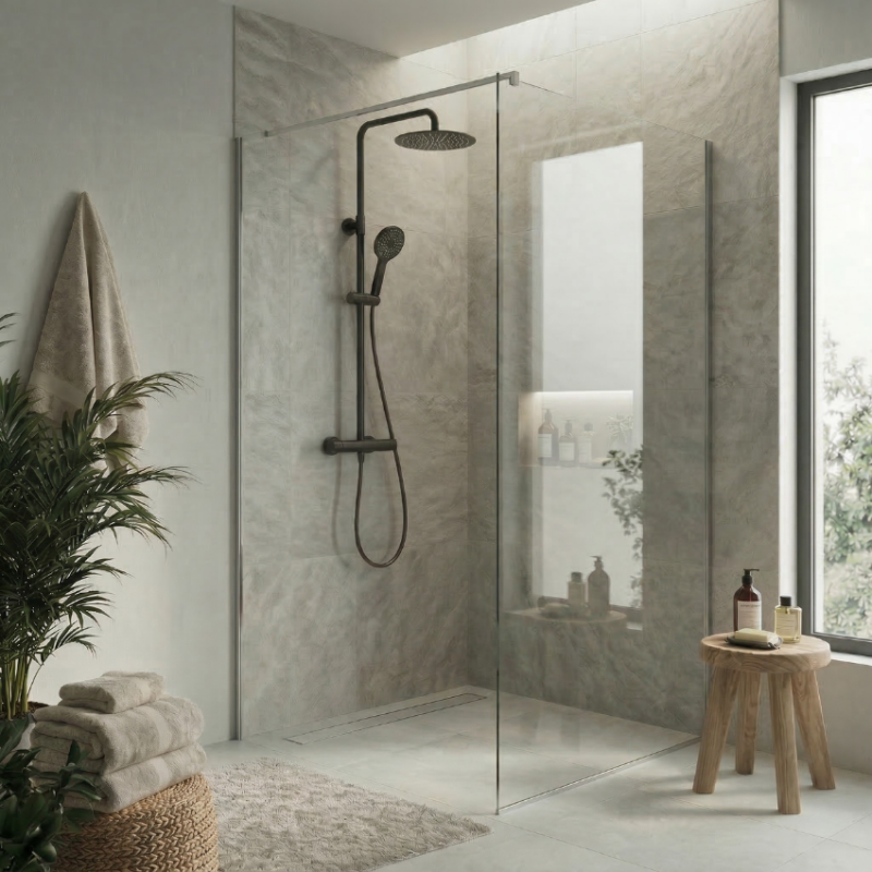 Sifão de Duche Italiano Aço Inoxidável 300x65 mm - Grelha Oculta