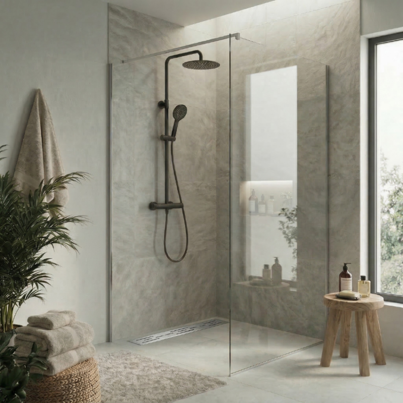 Sifão de Duche Italiano Aço Inoxidável 300x65 mm - Grelha Perfurada